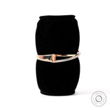 Angled worn view diamond crossover bangle bracelet