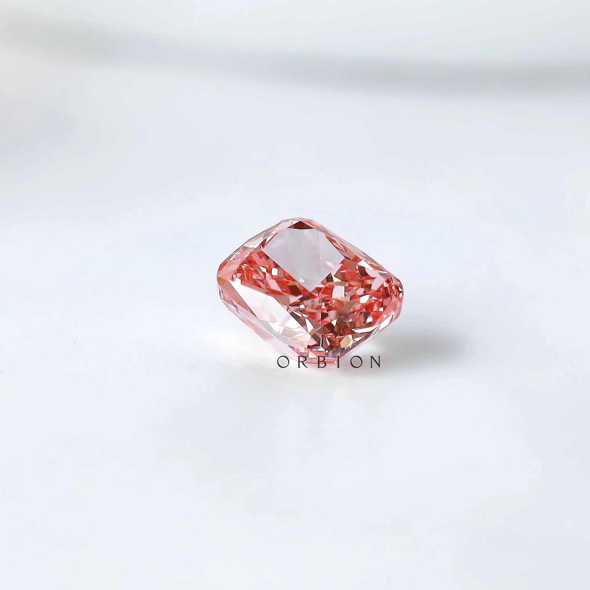 Pavilion view of fancy vivid pink cushion lab diamond