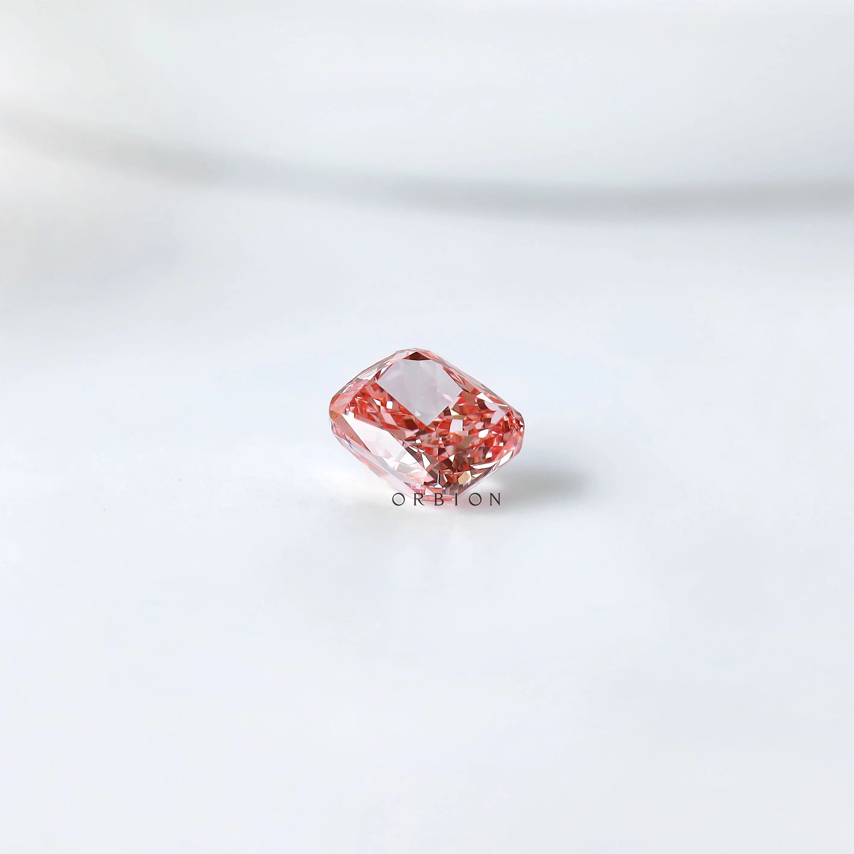 Pavilion view of fancy vivid pink cushion lab diamond