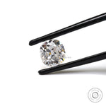 Old mine cut elongated cushion moissanite at side angle