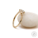 OEC Moissanite Engagement Ring, Antique Style Three Stone Ring, Vintage Solitaire Ring, Georgian Style Ring, Solid 14k Yellow Gold Ring