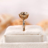 2.1 CT Champagne Color Old Mine Cushion Cut Moissanite Engagement Ring East to West Bezel Set In 10/14/18K Yellow Gold Wedding Ring For Her