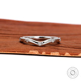 2 MM Curved Wedding Band With 5 Lab Diamonds in 18K White Gold, Matching Contour Band For Her, Curved Diamond Band, Wave Ring Diamond