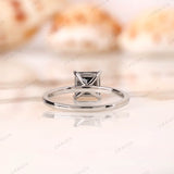 Princess Cut Grey Moissanite Ring, Princess Cut Engagement Ring, 10k/14k/18k White Gold Ring, Simple Wedding Ring, Unique Proposal Ring