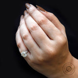 3 CT Old Mine Elongated Cushion GHI Moissanite Engagement Ring, White Gold Three Stone Ring, Baguettes Side Stone, Vintage Solitaire Ring