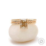 14K Solid Gold Radiant Cut Moissanite Bridal Ring Set, Hidden Halo Engagement Ring Set, Modern Champagne Moissanite Ring Set Bridesmaid Gift