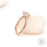 Elongated Cushion Old Mine Cut Off White Moissanite Tulip Setting 8 Prong Engagement Ring 14k Rose Gold Euro Shank Cathedral Promise Rings