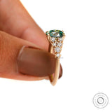 1 CT Old Mine Cut Light Blue Green Oval Moissanite Ring, Nature Inspired, Solid Yellow Gold Fine Matte Finish Vintage Rings For Women