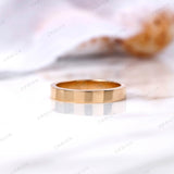 4 MM Wide Plain Gold Band, Flat Gold Band Ring, Simple Band Ring Women, Comfort Fit Wedding Band, Yellow Gold Band, Gold Band For Men