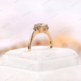 Three Stone Engagement Ring, Three Stone Moissanite Ring, OEC Moissanite Ring, Black And White Stone Ring, 14k Gold Vintage Ring