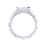 Emerald Cut Moissanite Signet Ring, Mens East West Ring, Mens Signet Ring, 14K Unplated White Gold Ring, Mens Bezel Moissanite Ring