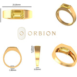 3 Ct Light Champagne Emerald Cut Moissanite Signet Ring, Unique Mens Wedding Ring, 10k/14k/18k Solid Yellow Gold Ring, Mens Anniversary Ring