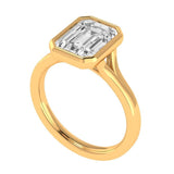 Elongated Asscher Cut Engagement Ring, Bezel Set Ring, Cathedral Ring Moissanite, Step Cut Ring, Yellow Gold Ring, Promise Ring For Her