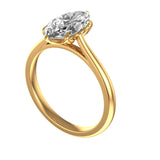 Marquise Cut Moissanite Engagement Ring, 10K Yellow Gold Tulip Set Ring, Cathedral Shank Ring, Unique Wedding Ring, Solitaire Ring