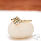 Old European Light Champagne Moissanite Vintage Style Ring, Solitaire Engagement Ring For Women, Champagne Moissanite Ring