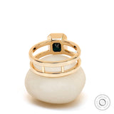 Asscher Cut Dark Green Moissanite Ring, Double Shank Wedding Ring, Bezel Engagement Ring, Asscher Cut Solitaire Ring, 14k Yellow Gold Ring