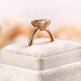 Elongated Cushion Cut Moissanite Engagement Ring Old Mine Cut 6 Prong Solitaire Georgian Ring Off White Stone Antique Ring Women Solid Gold