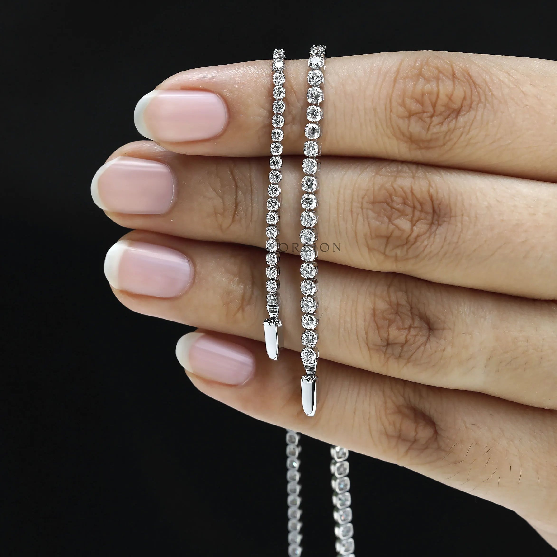 14k white gold classic diamond tennis bracelet, dainty design for everyday elegance