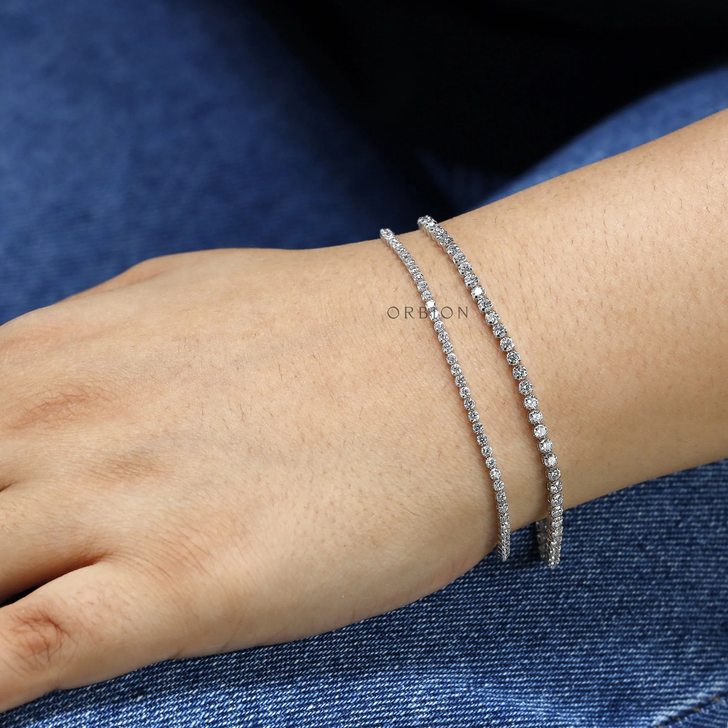 Timeless 2.40 mm dainty diamond tennis bracelet, lightweight 14k white gold for special gifts