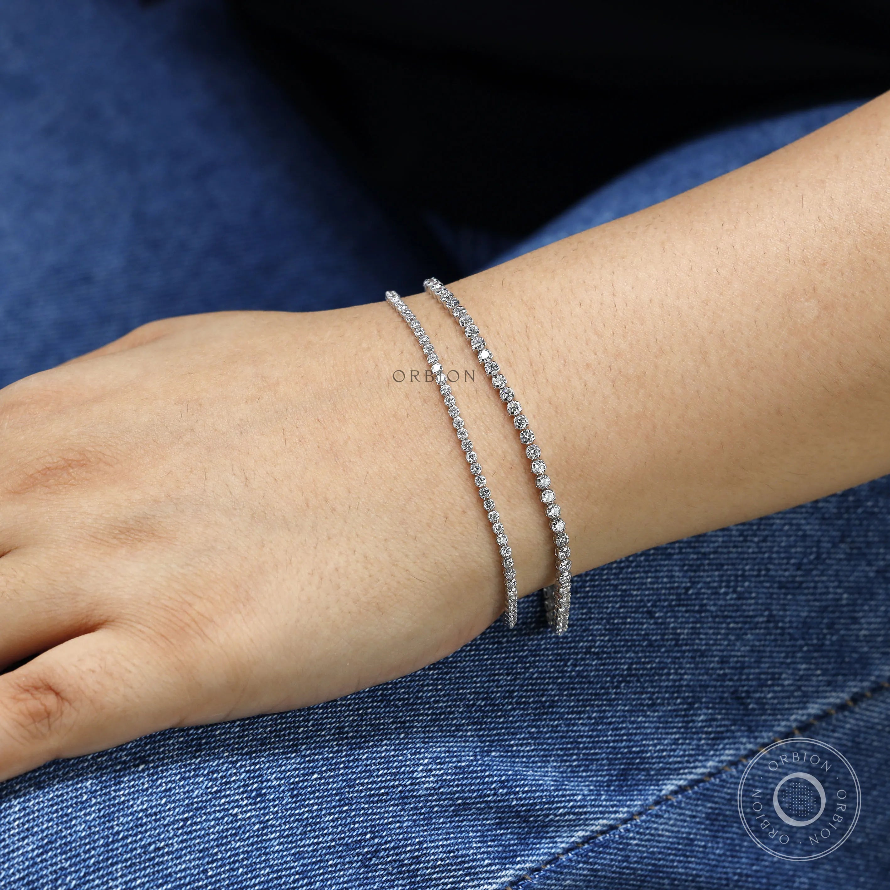 Timeless 2.40 mm dainty diamond tennis bracelet, lightweight 14k white gold for special gifts
