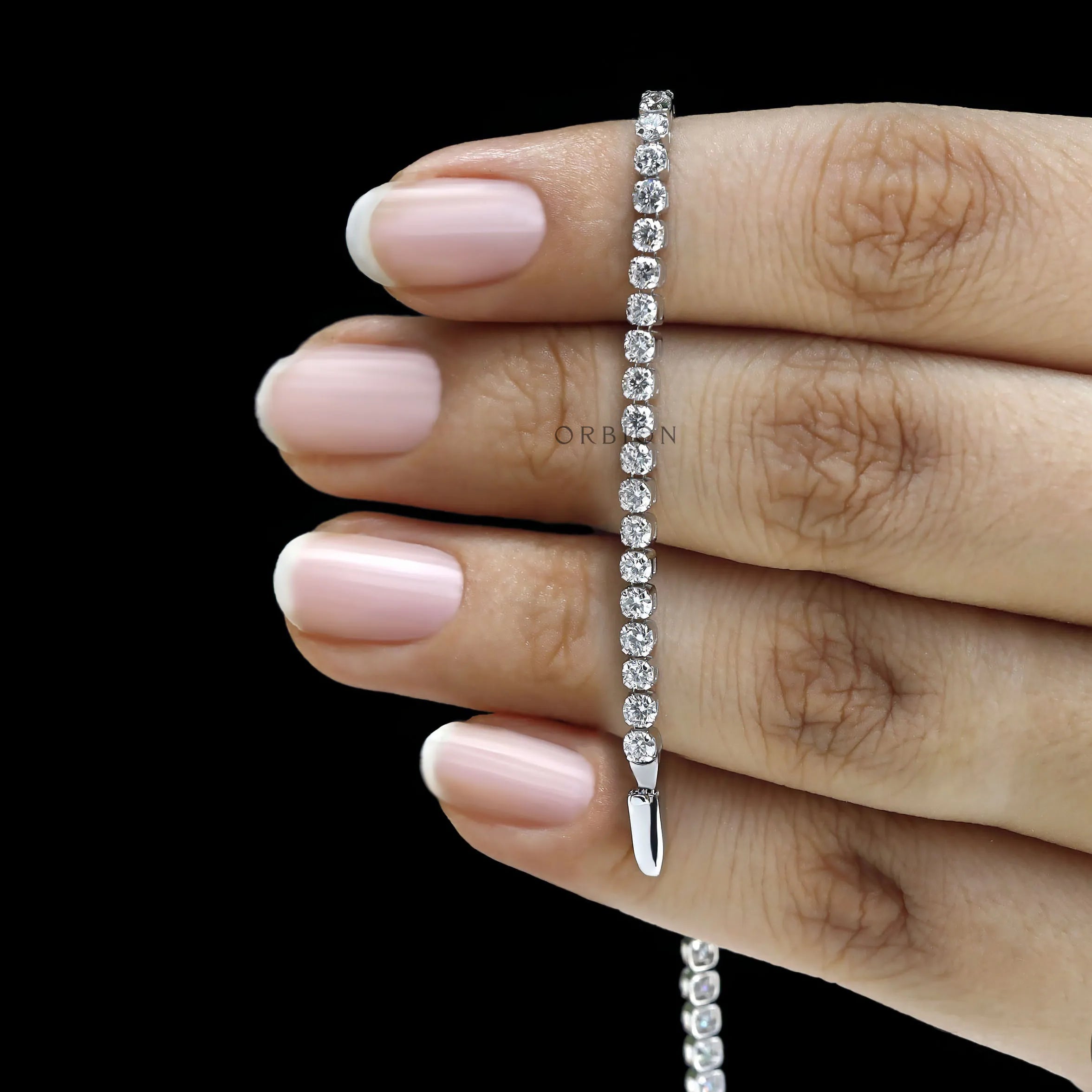 Dainty classic diamond bracelet in 14k white gold, young girl bracelet