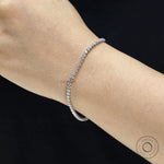Elegant dainty diamond bracelet 2.40 mm, classic tennis design in 14k white gold