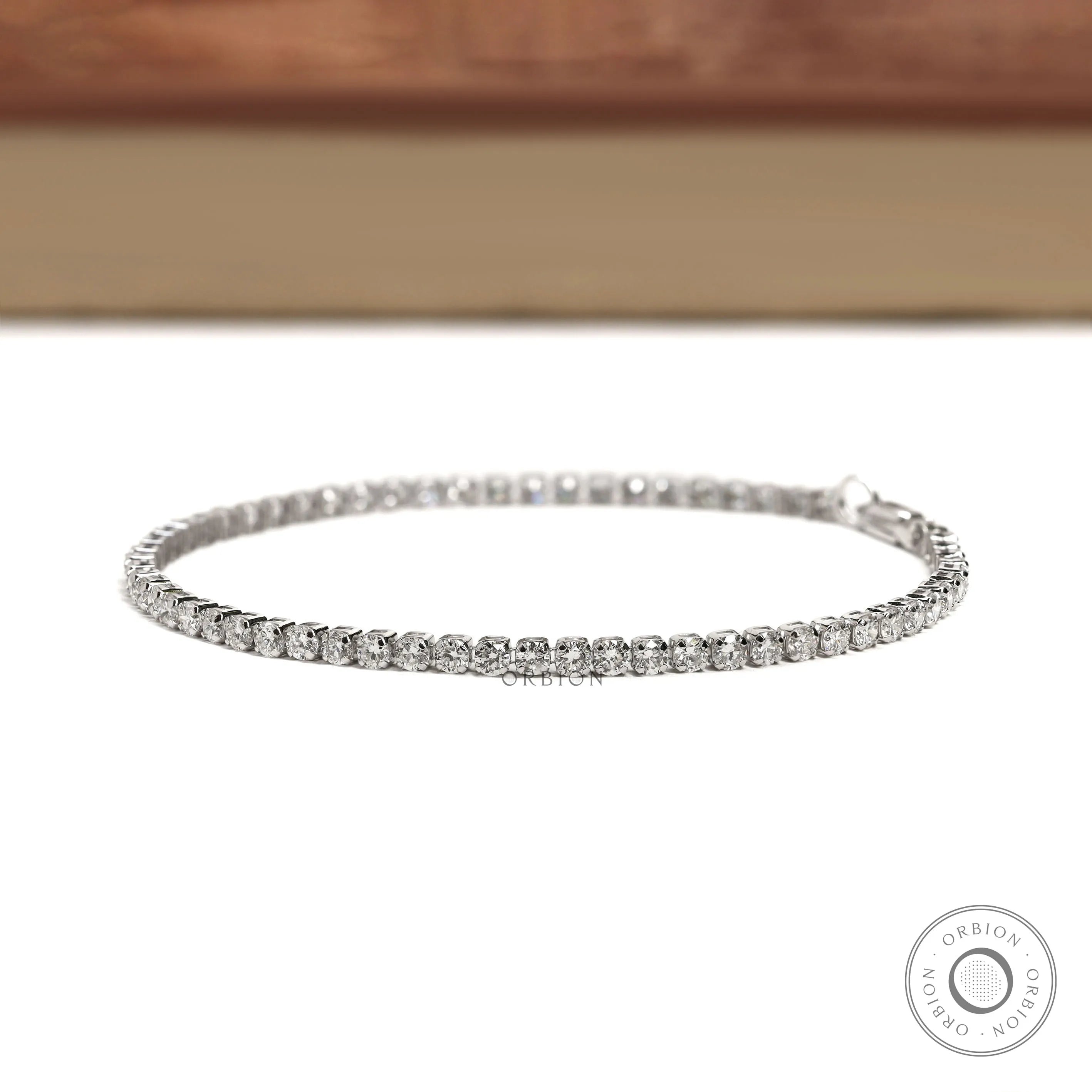 2.40 mm classic dainty diamond tennis bracelet in 14k white gold, lightweight and elegant
