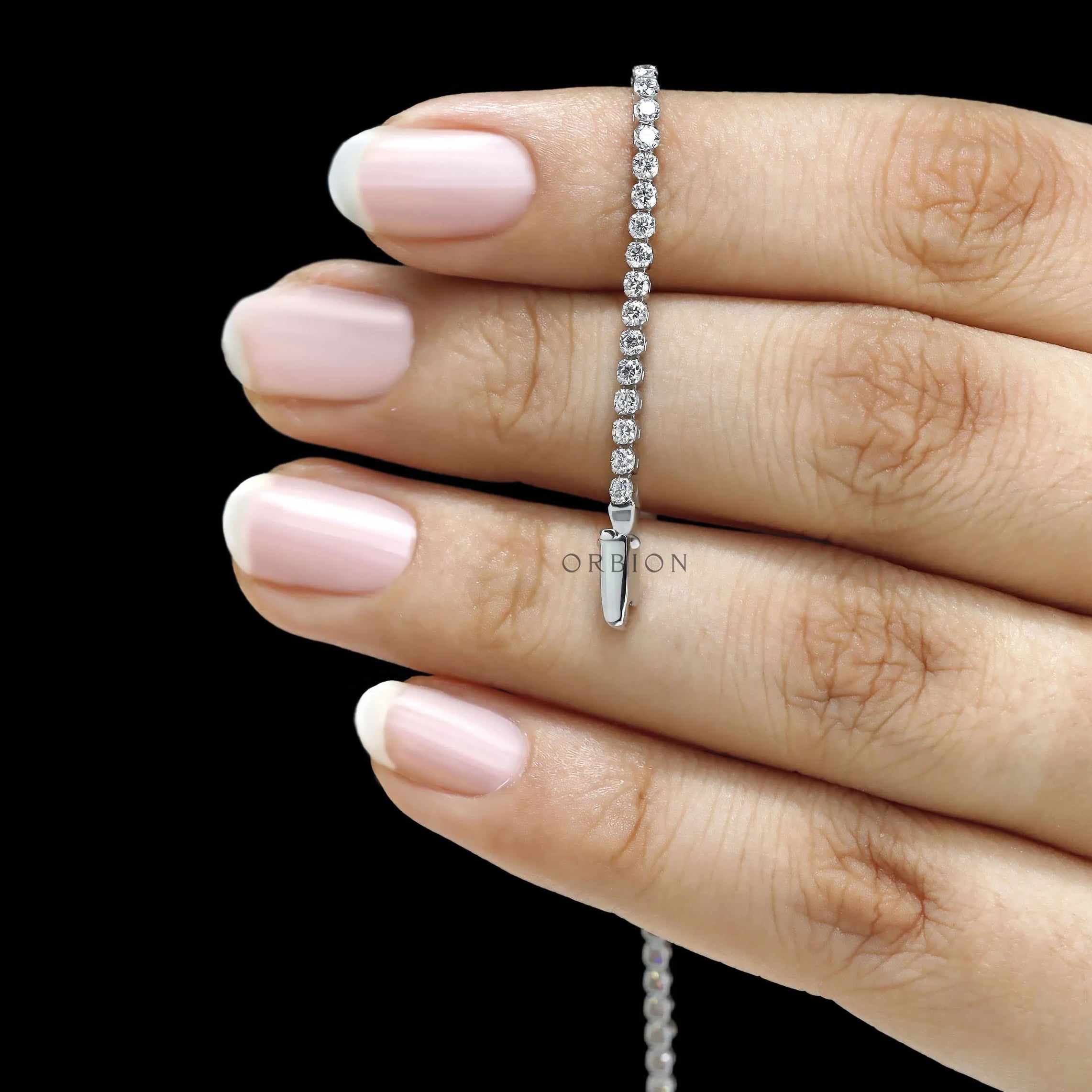 Elegant dainty diamond bracelet 1.80 mm, classic tennis design in 14k white gold