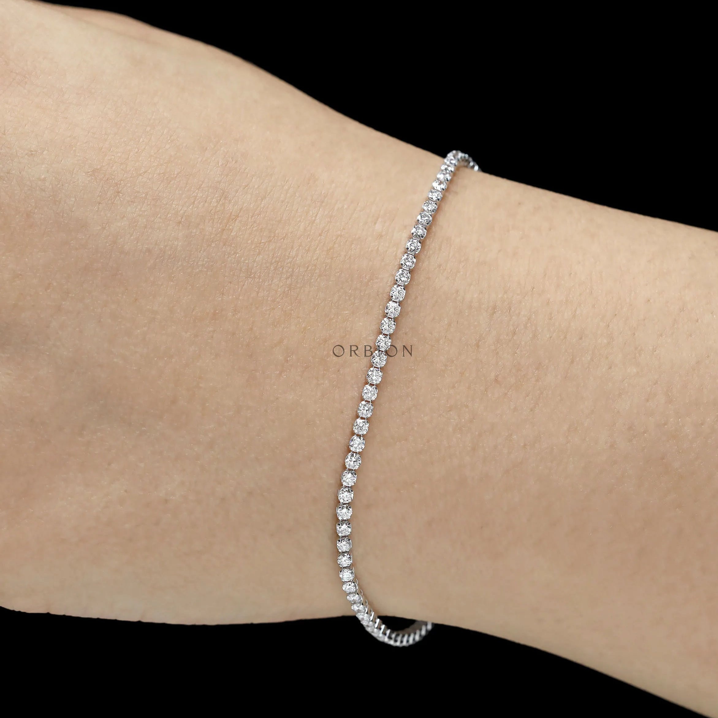 Timeless 1.80 mm dainty diamond tennis bracelet, lightweight 14k white gold for special gifts