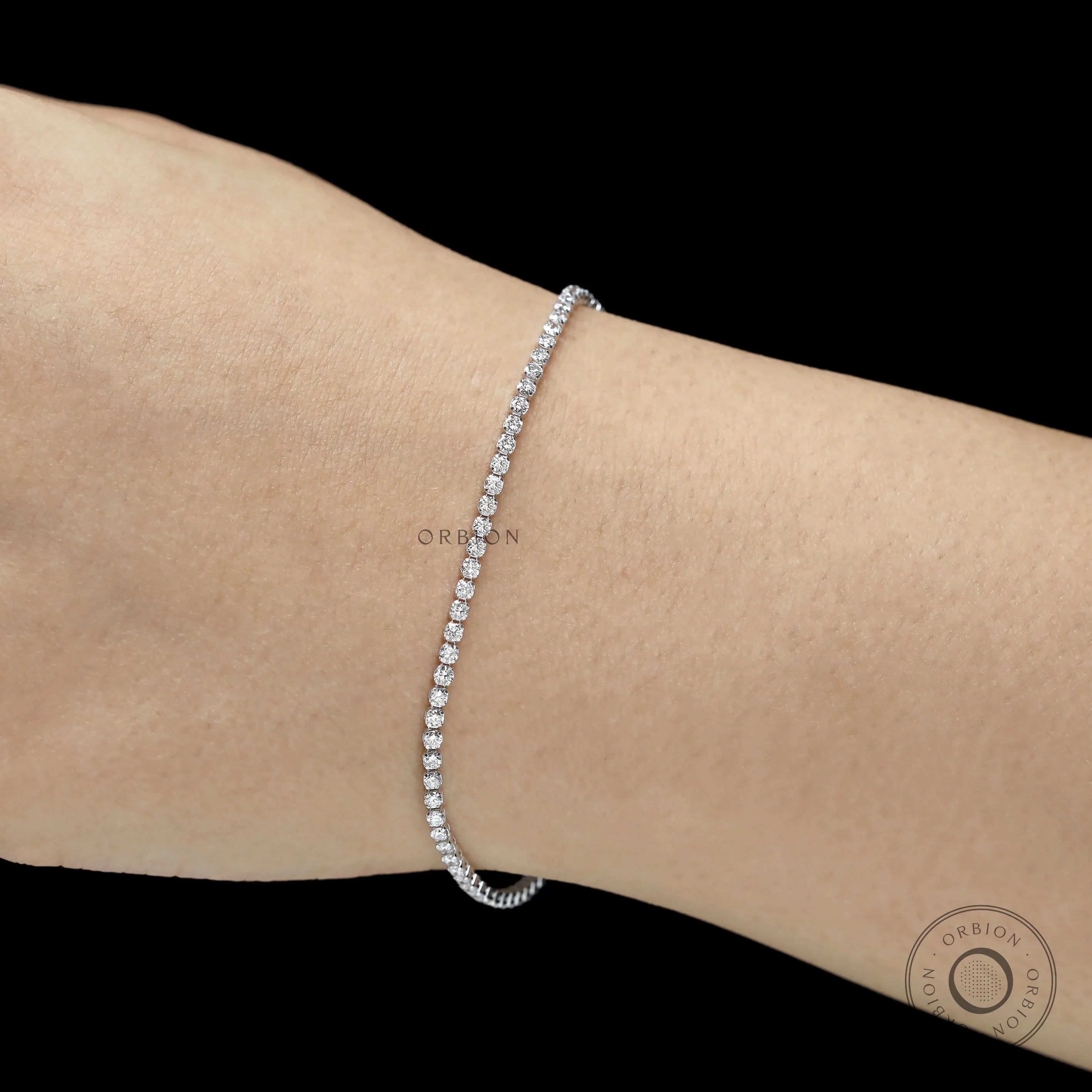Timeless 1.80 mm dainty diamond tennis bracelet, lightweight 14k white gold for special gifts