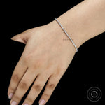 1.80 mm classic dainty diamond tennis bracelet in 14k white gold, lightweight and elegant