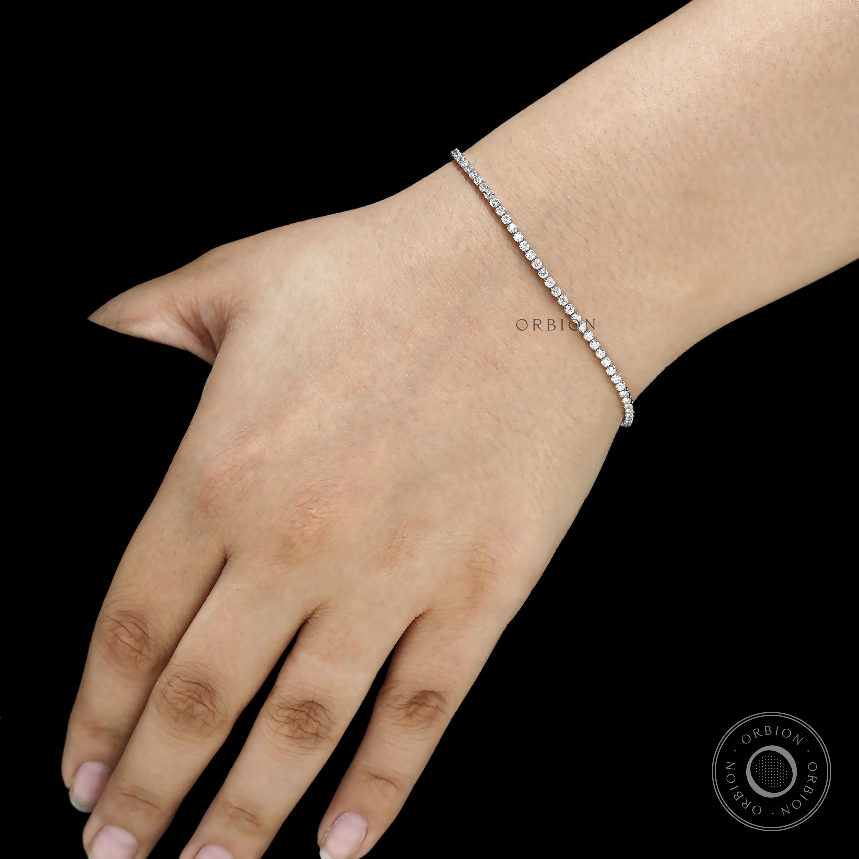 1.80 mm classic dainty diamond tennis bracelet in 14k white gold, lightweight and elegant