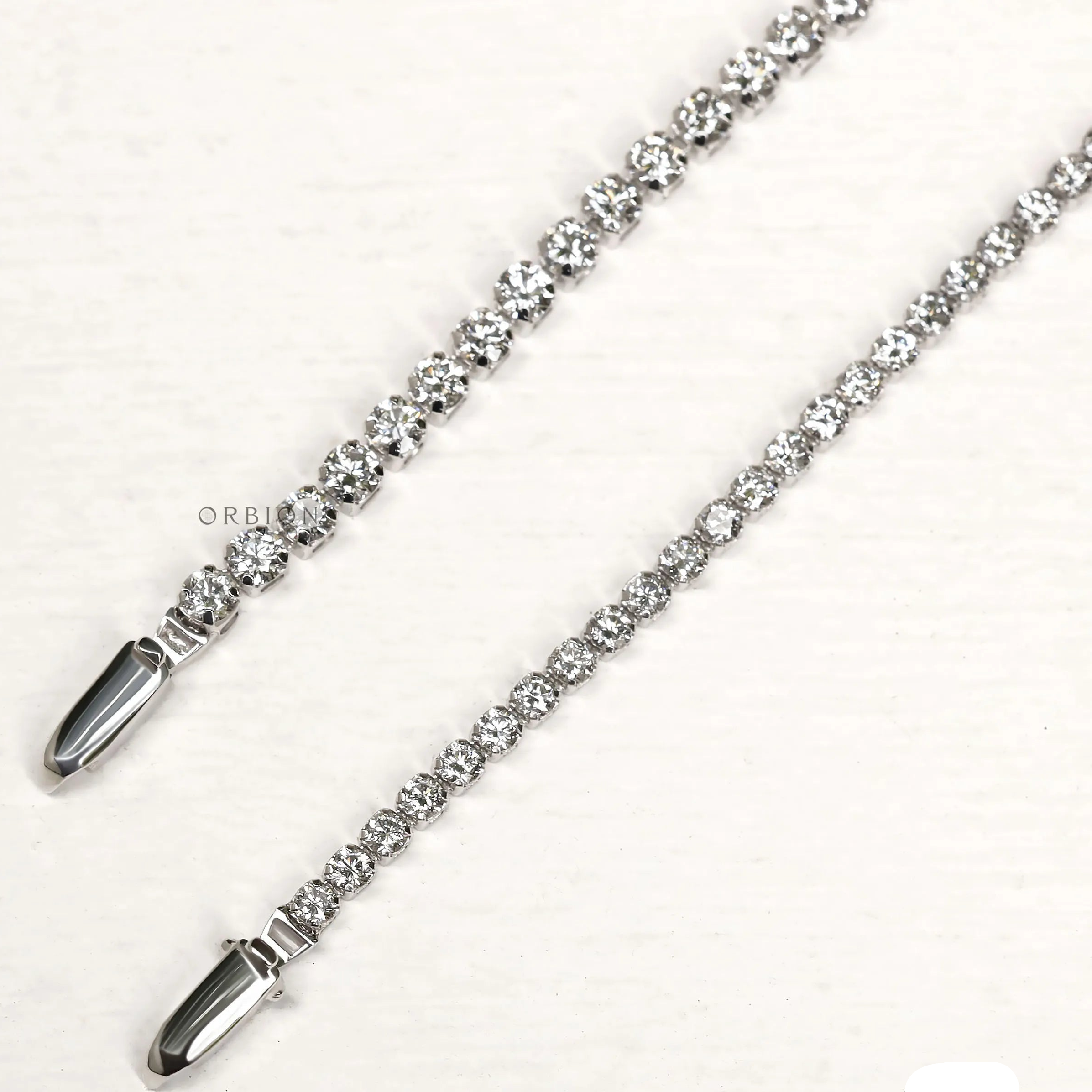 14k white gold classic diamond tennis bracelet, dainty design for everyday elegance