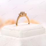 Lab Grown Diamond Double Halo Engagement Ring, 18K Yellow Gold, Vintage Style Halo Ring, Promise Ring For Her, Dainty Halo Ring