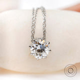 2CT Solitaire Round Old European Cut Moissanite Pendant, Basket Set Antique White Gold Pendant, Georgian Style Pendant, Single Stone Pendant