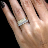 Scattered Galaxy Diamond Unisex Ring, Wide Wedding Band, Flush Set Band, Diamond Snowfall Ring, Solid Yellow Gold Confetti Cigar Band