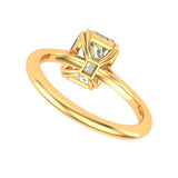 2.50 CT Krupp & Old Mine Emerald Cut Hybrid Moissanite Ring, 14K Yellow Gold Twin Claw Prongs Engagement Ring, Unique Wedding Ring