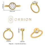 Off White OEC Moissanite Georgian Style Ring 14K Yellow Gold Twisted Rope Shank Wedding Ring Unique Engagement Ring Solitaire Ring Gold