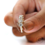 OMC Half Eternity 7 Stone Moissanite Band, Vintage Style Stacking Band, 14k Yellow Gold Band, Seven Stone Wedding Band, Antique Cut Ring