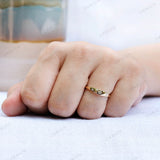 Round Starburst Lab Diamond Band, 14K Gold Wedding Band For Her, Signet Diamond Ring, North Star Celestial Ring, Dainty Diamond Band