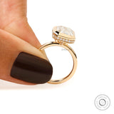 Emerald Cut Moissanite Hidden Halo Bezel Engagement Ring in 18K Yellow Gold Step Cut Solitaire Promise Wedding Anniversary Ring For Women