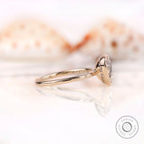 OMC Heart Moissanite Hidden Halo Engagement Closed Basket Bezel Ring 10K Gold Georgian Ring Unique Promise Ring 1 Year Anniversary Gift