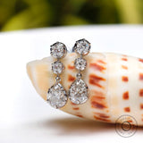 Old Mine Cut Pear Shaped Dangle Earrings, 14K Solid Gold Dangle Drop Earrings, OEC Round Statement Earrings, Unique Teardrop Earrings