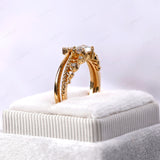 0.5 Ct Heart and Arrow Lab Grown Diamond Royal Crown Engagement Ring, 14k Gold Filigree Ring with Wedding Band, Stacking Bridal Set