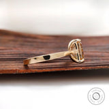 Dark Champagne Emerald Cut Moissanite Engagement Ring Classic 14k Yellow Gold Solitaire Cathedral Color Moissanite Wedding Ring For Women