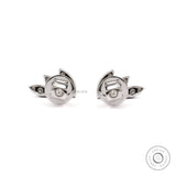 Contemporary Flying Angel Ear Stud, Angel Wing Earrings, Lab Grown Diamond Earrings, White Gold Stud, Dainty Stud Earrings, Leaf Earrings