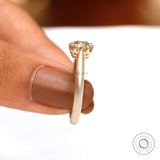 Whimsical Champagne Moissanite Ring - Vintage Inspired, Unique Matte Yellow Gold Band, Old European Cut, Dainty Antique Style