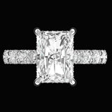 4 Ct Radiant Cut Moissanite Round Cut Accents Engagement Ring For Women, Solitaire Ring Gold, Anniversary Ring For Her, Unique Wedding Ring