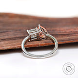 Toi Et Moi Engagement Ring Lab Diamond Double Stone Ring Real Lab Grown Diamond Ring Pear & Princess Ring, Elegant Color Diamond Ring