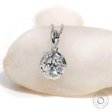 Elevate Your Style: 8 MM Round Moissanite Pendant, Exquisite Georgian Jewelry Piece 8 Claw Prong Pendant, Single Stone Pendant in Solid Gold